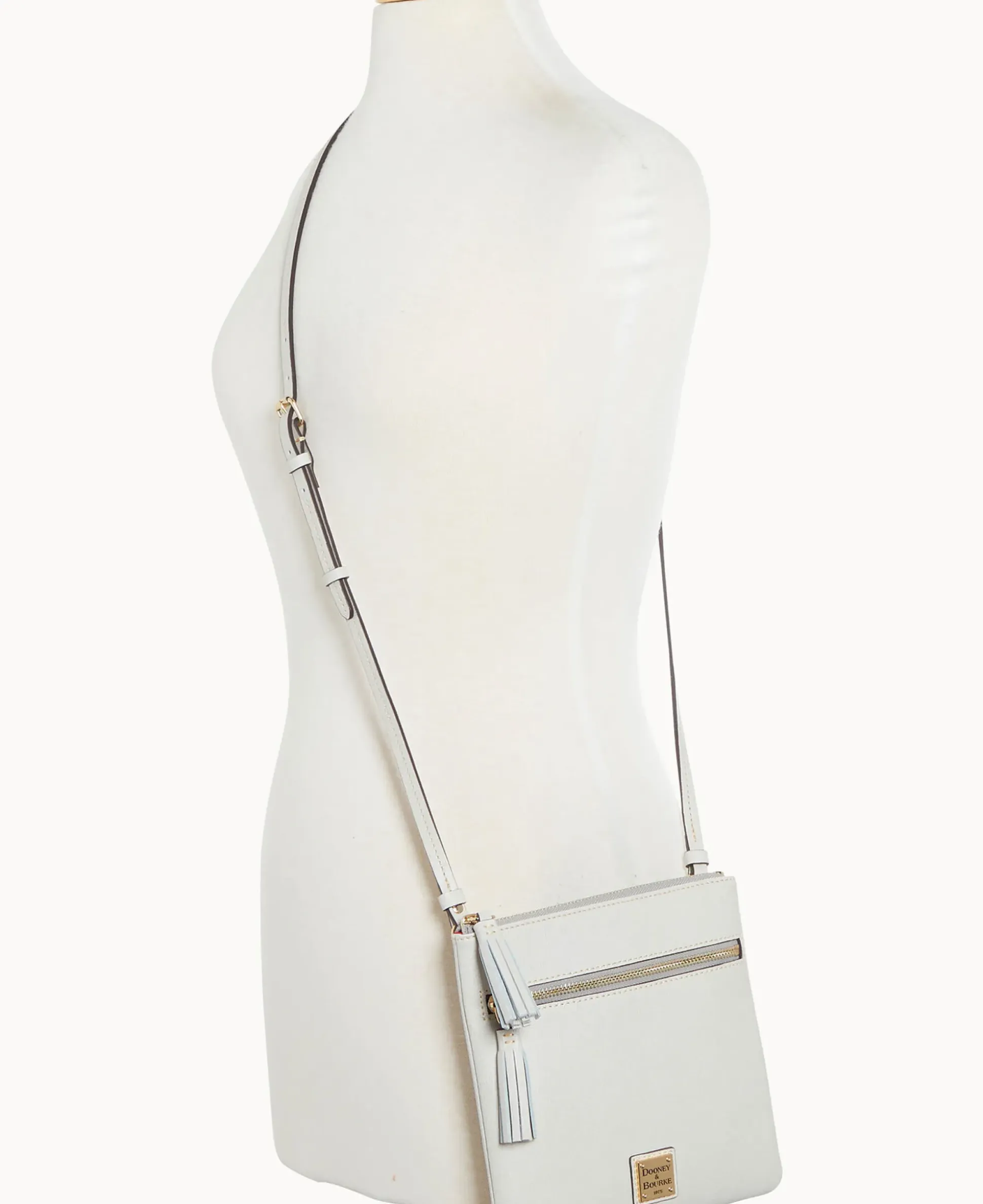 Saffiano Double Zip Tassel Crossbody