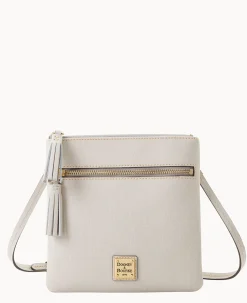 Saffiano Double Zip Tassel Crossbody