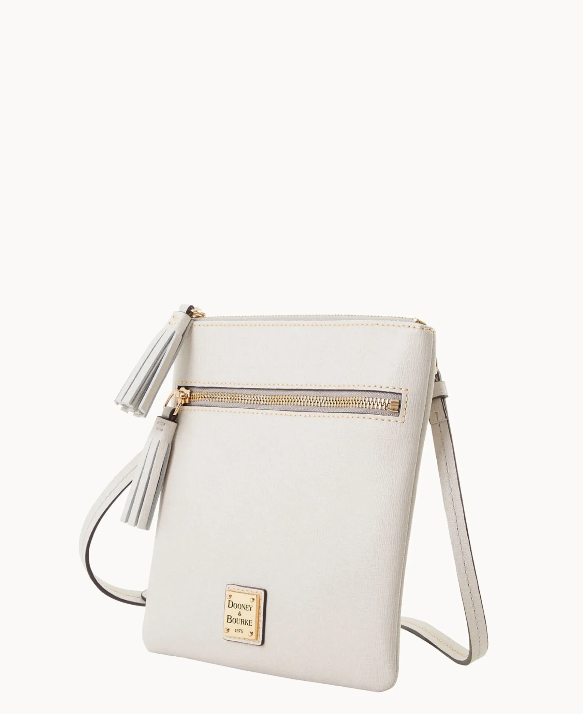 Saffiano Double Zip Tassel Crossbody