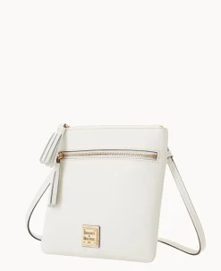 Saffiano Double Zip Tassel Crossbody
