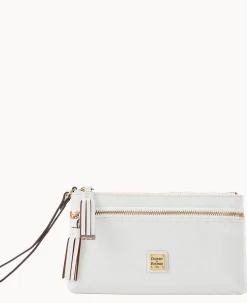 Saffiano Double Zip Wristlet