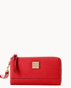 Saffiano Folded Zip Wristlet