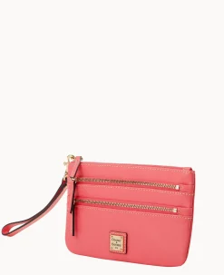 Saffiano Triple Zip Wristlet