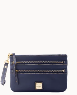 Saffiano Triple Zip Wristlet
