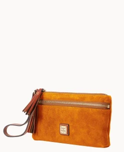 Suede Double Zip Wristlet