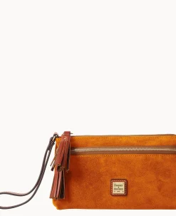 Suede Double Zip Wristlet