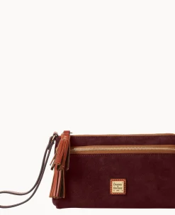 Suede Double Zip Wristlet