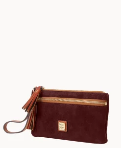 Suede Double Zip Wristlet