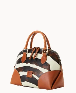 Zebra Leather Domed Satchel