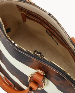 Zebra Leather Domed Satchel